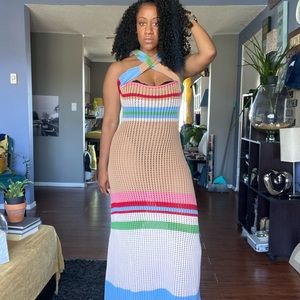 VRG Girl Work of Art Crochet Maxi Dress. Multiple Color.